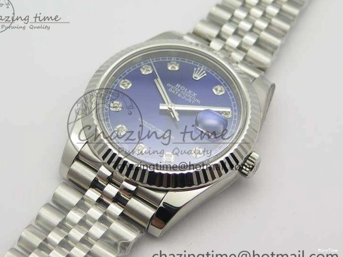 MiroTime 0325 SoftTouch DateJust 228238 SS Noob 1:1 Best Edition Blue Dial Diamond On Jubilee Bracelet A 3498